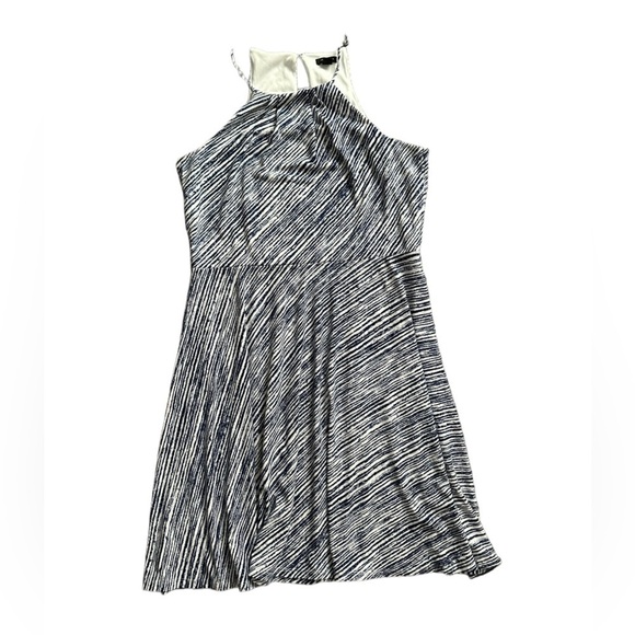 Ann Taylor size 12 blue stripe sleeveless midi dress - Picture 1 of 14